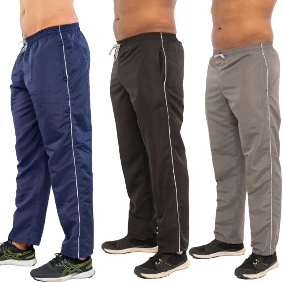 Kit 3 Calças Masculina Tactel Lisa Com 3 Bolsos Esporte Caminhada Academia Frio
