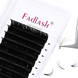 FADLASH Eyelash Extensions C D Curl Lashes 0.07 Easy Fan Volume Lash Extensions Premium Self Fanning Eyelash Extension Rapid Blooming Lashes (0.07-C, 12mm)