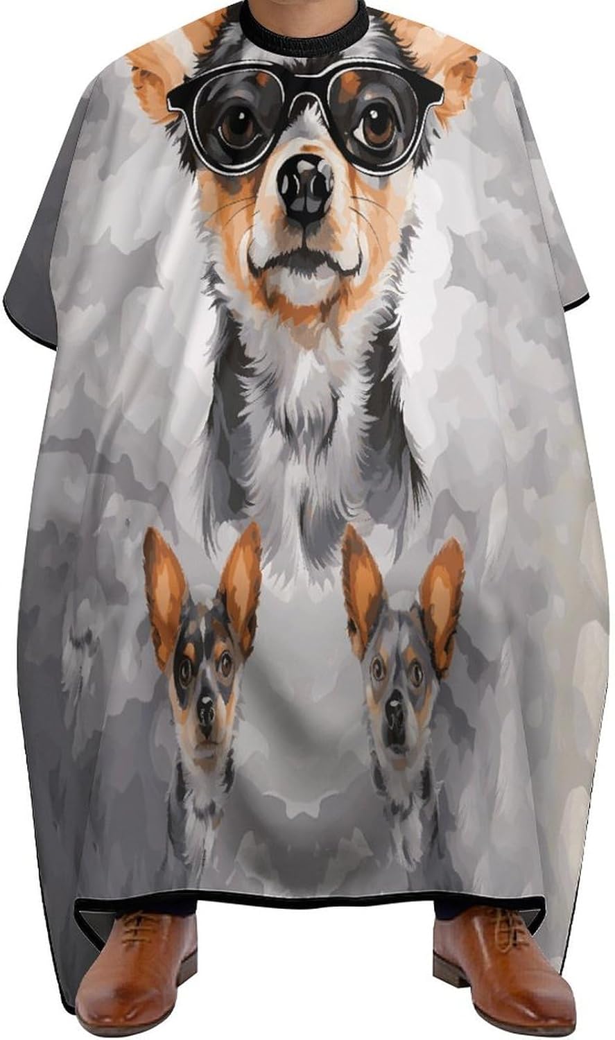 Chihuahua Dog Glasses Apron for Women Men,Barber Cape with Adjustable Snap Closure,Hair Cutting Cape,66.9 X 56.7 Inches for Hair Dye, Comb-out, Styling, Shampoo