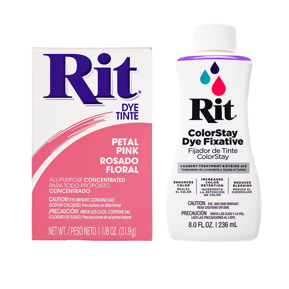 All Purpose Concentrated Rit Dye Powder Multi-Packs for Clothing, Décor, and Crafts – Petal Pink with ColorStay Fixative