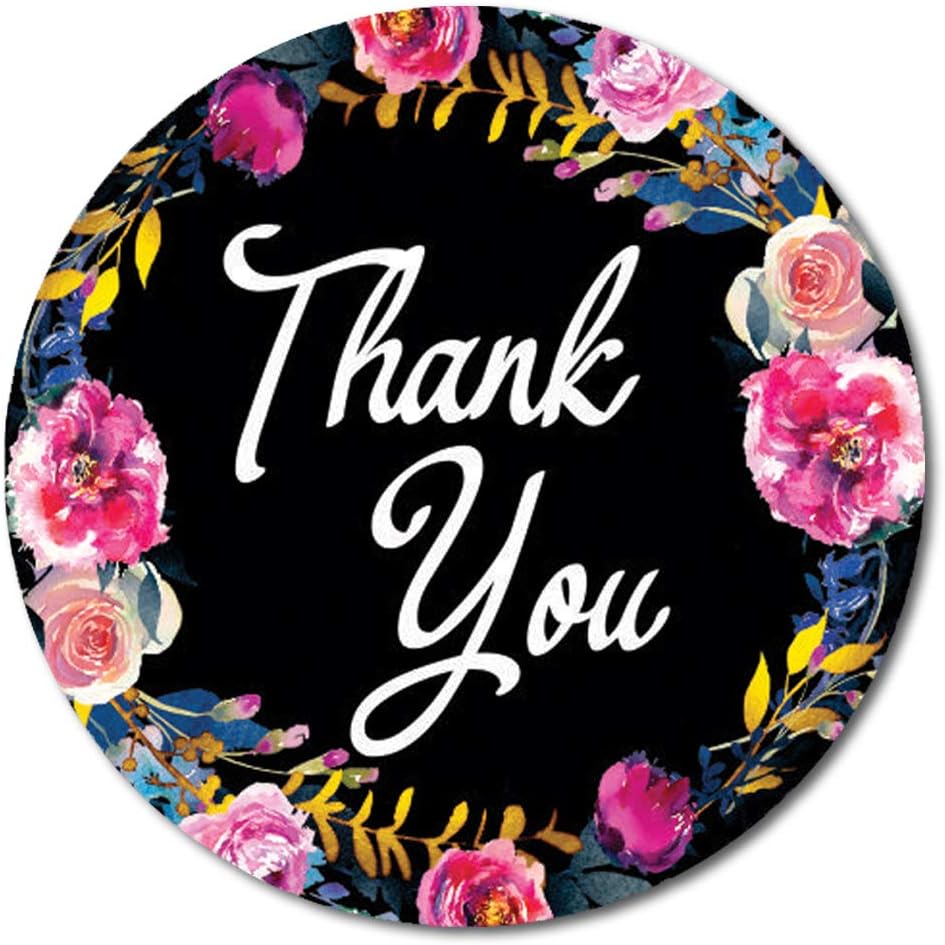 Darling Souvenir Round 45 Pcs Floral & Vines Border Turquoise Thank You Stickers Envelope Seal-1.6 Inches : Office Products