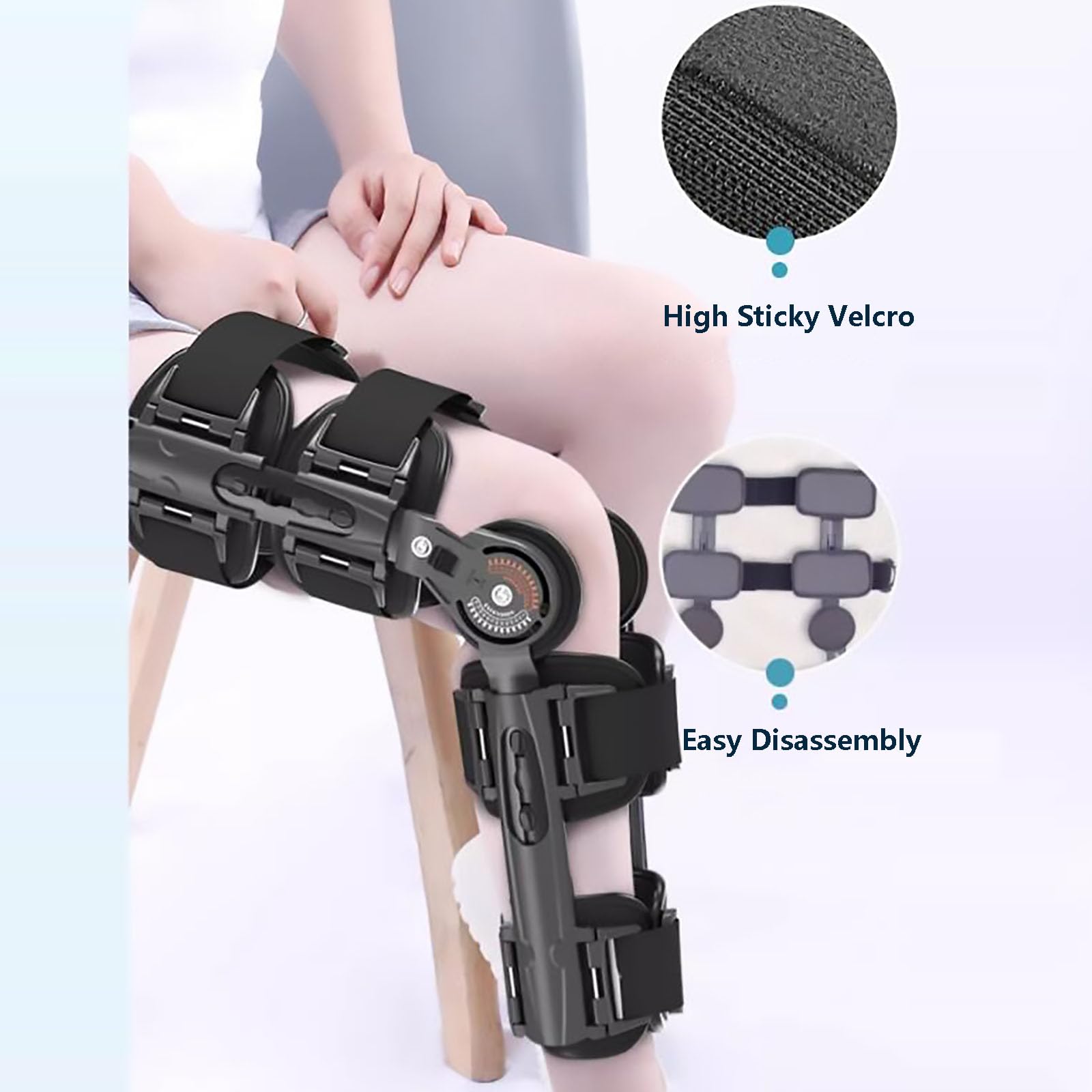 HAILM Ortesis Rodilla Regulable, con Estabilizadores Laterales, knee support, para ACL/MCL/PCL/Menisco/Ligamento/Lesiones Deportivas, para Pierna Izquierda y Derecha, Para Hombres y Mujeres