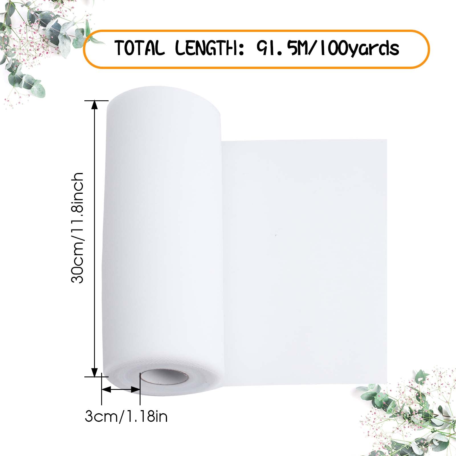 Rotolo Di Tulle Bianco 30cm X 91.5m - Per Matrimoni, Decorazioni, Fai Da Te | Poliestere, Bobina Comoda - Foto 8