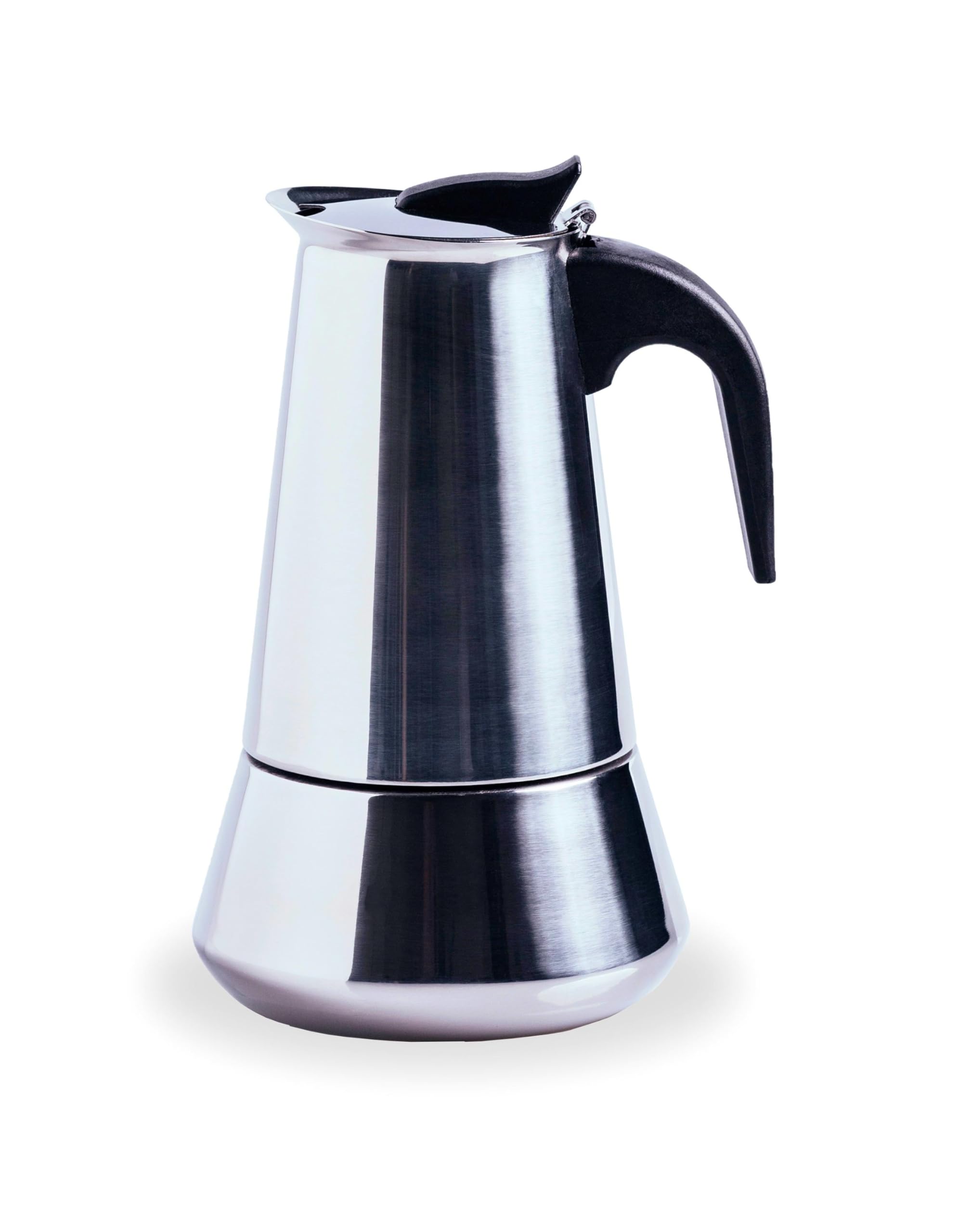 Caffettiera inox 18/10 da 10 tazze, materiale inossidabile, capacità per 10 tazze. Progettato per l'uso quotidiano a casa o in ufficio.