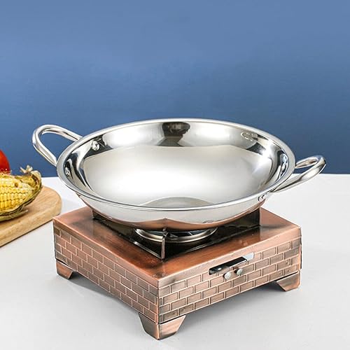 Miniatura 4 de DOITOOL Wok de acero inoxidable para cocinar, sartén antiadherente para cocinar, woks y sartenes para freír antiadherentes para estufa eléctrica, de