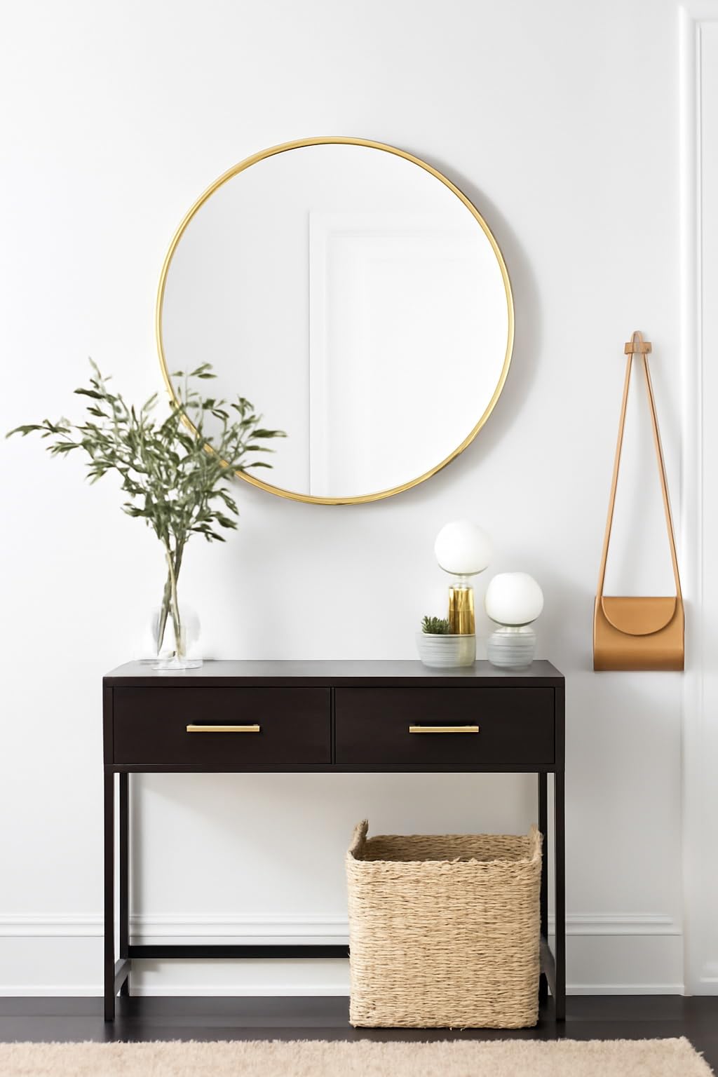 Miroir Mural Rond en Bois pour Salle de Bain (50,5 x 4 cm, doré)
