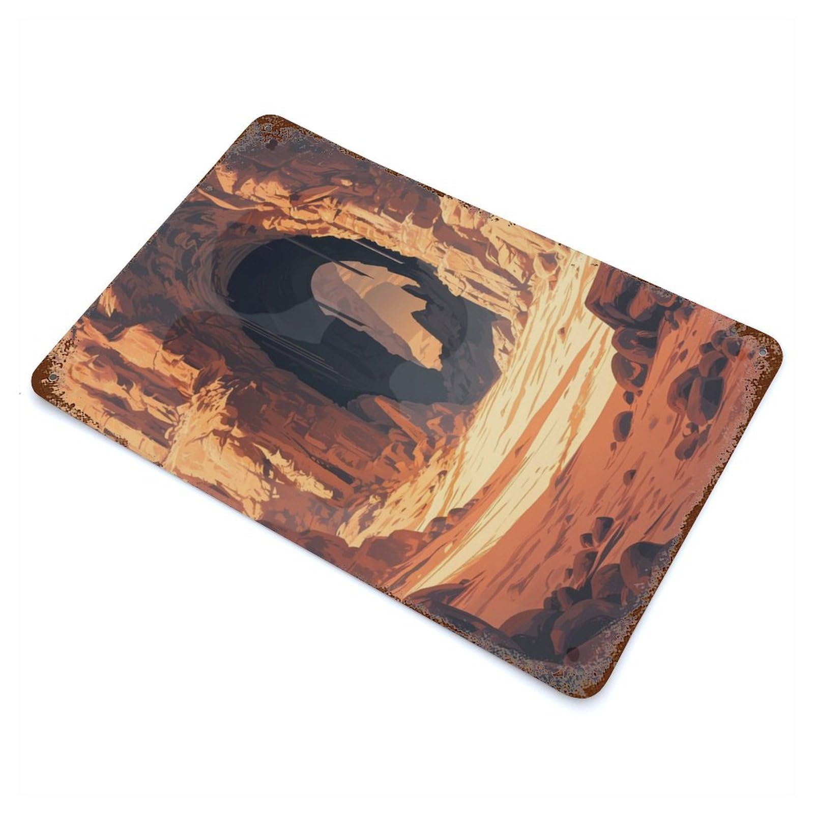 Desert Tunnel Aged Metal Wall Plaque 11.8"x7.9", Industrial Home Decor for Pub, Kitchen And Man Cave Decor