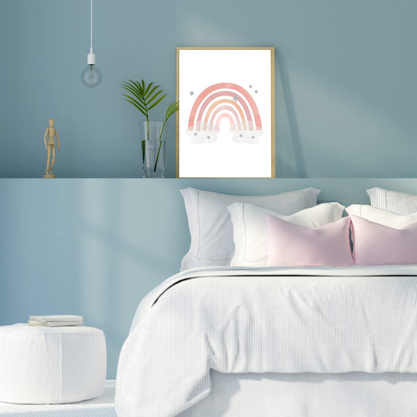 Encuryna Set di 3 Poster Decorativi per Cameretta dei Bambini, Motivo Arcobaleno/Fiore/Farfalla, Senza Cornice, Soggiorno, Camera da letto, Decorazione da Parete per Ragazzi Ragazze (30 x 40cm)