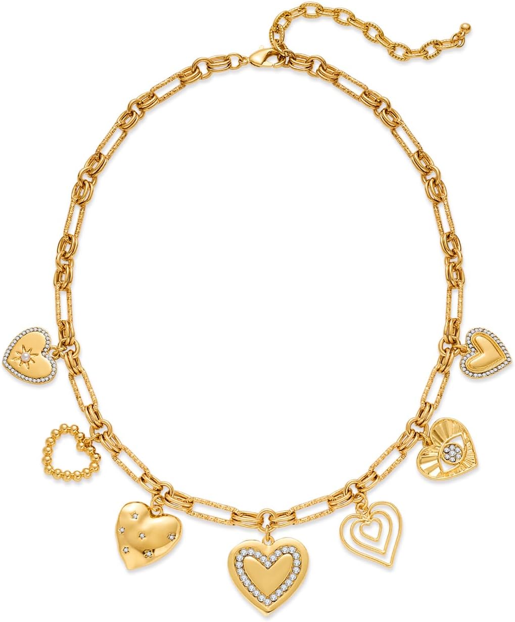 LILIE&WHITE Gold Heart Necklaces For Women With Different Heart Charms Gold Charm Sun Heart Necklace Coin Charms Fashion Jewelry Gift