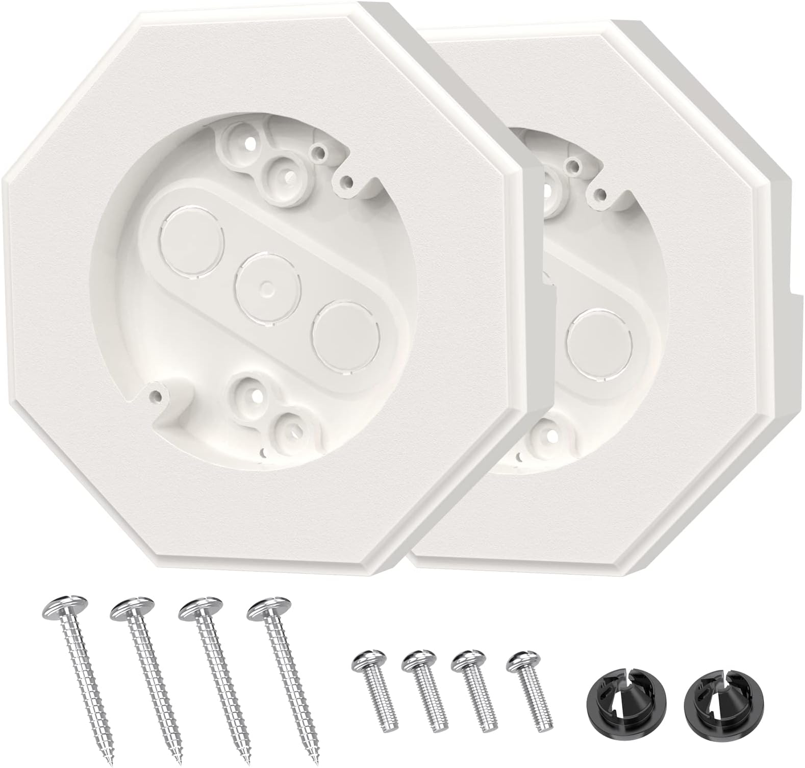 Siding Mounting Block, Octagon Siding Kit with Built-in Electrical Box, 8141 Vertical Siding Lamps Plate Siding Light Blocks for 1/2 inch Lap Siding, White, 2 Pack