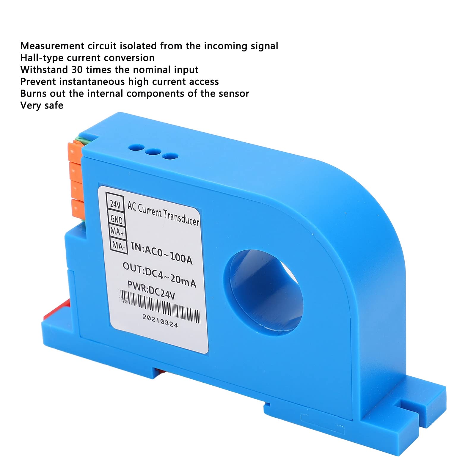 AC-Strom-Transmitter, DC 4‑20mA Output Power Distribution Control Stromwandler AC 0‑100A, für Klimaanlagen, Straßenlaternen, Stromnetzüberwachung