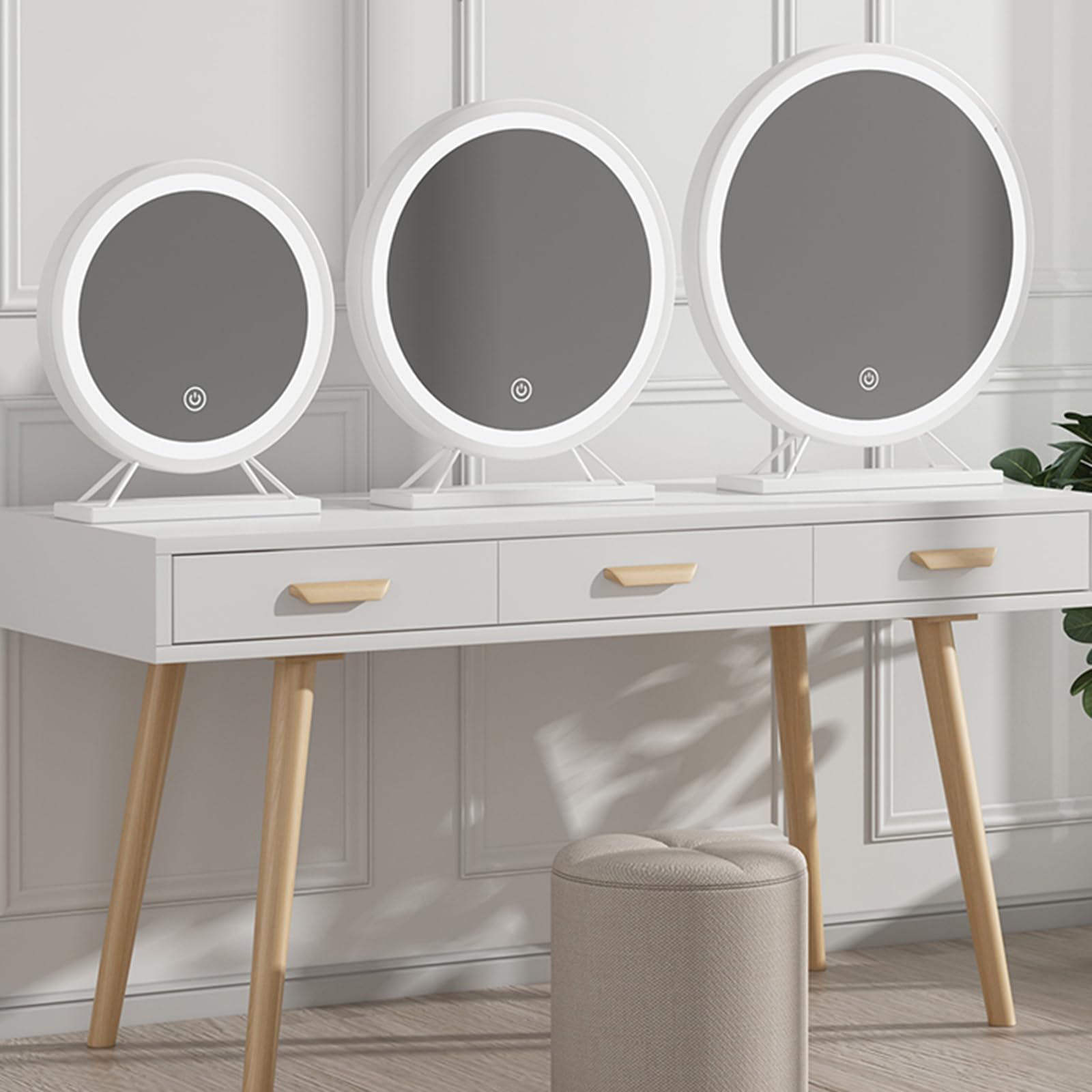Vani-Spiegel, rund, Schwarz, 30 cm, 40 cm, 50 cm Größen – Slish Schminktischspiegel für Badezimmer und Schlafzimmer – perfekt für Make-up und Pflege