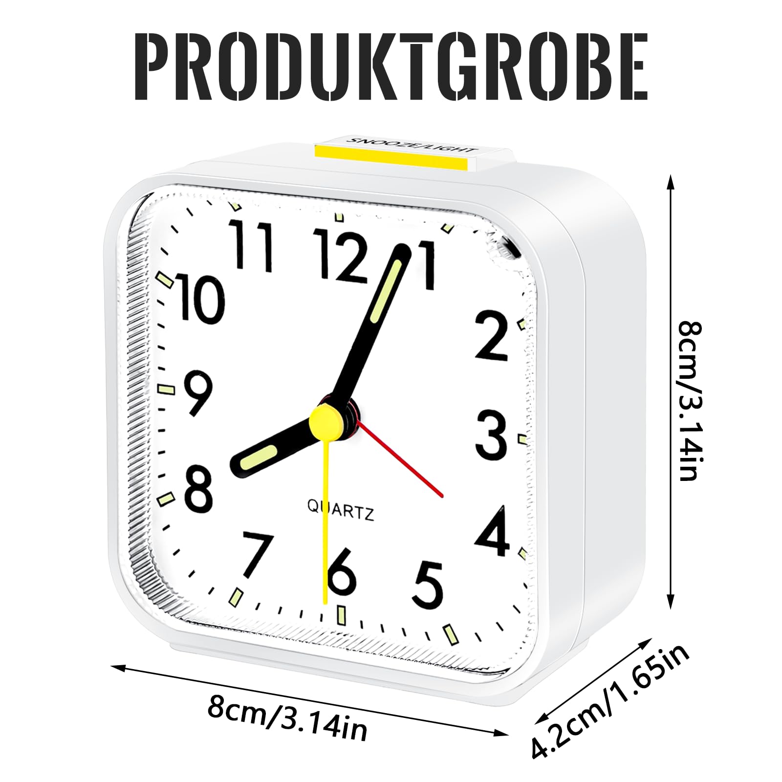 Sveglia Analogica Silenziosa Al Quarzo - Senza Ticchettio, Con Snooze E Luce, Batteria AA, Nero - Foto 10