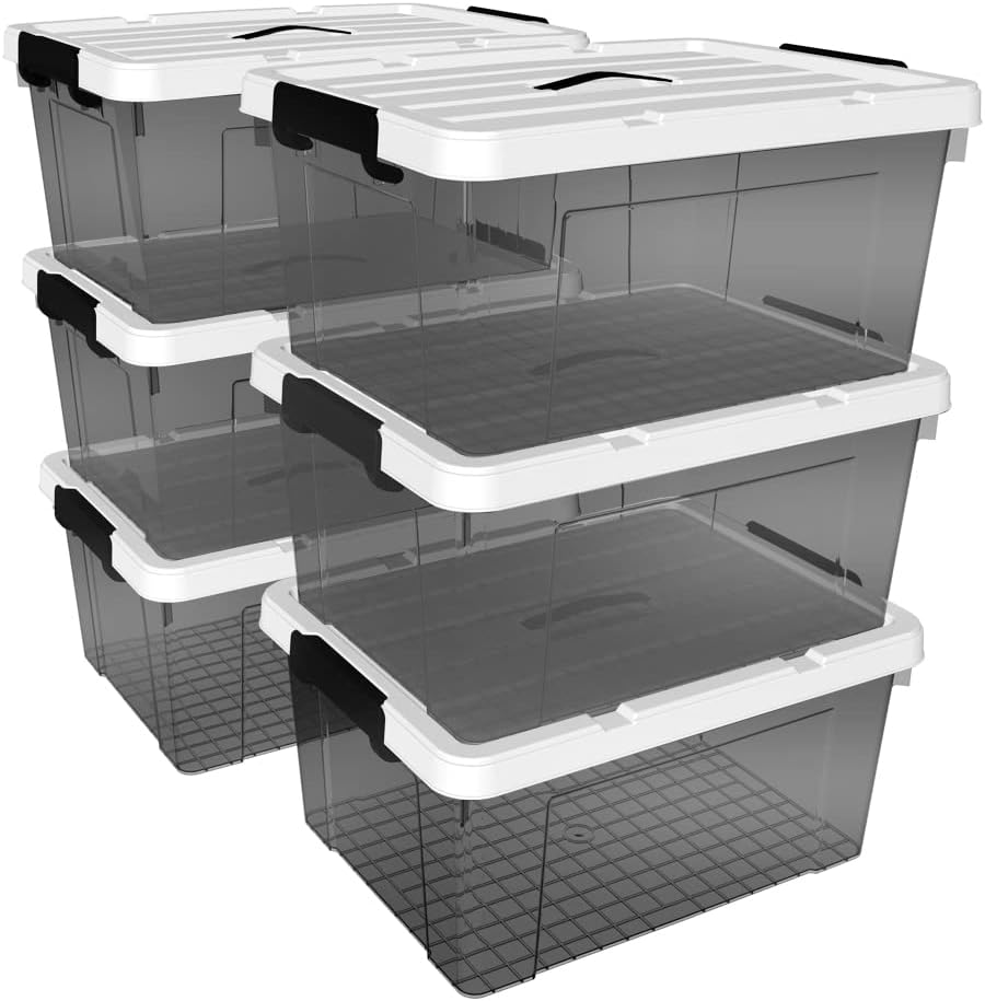 Cetomo 35L*6 Storage Boxes, Carry Plastic Storage Box with Lids