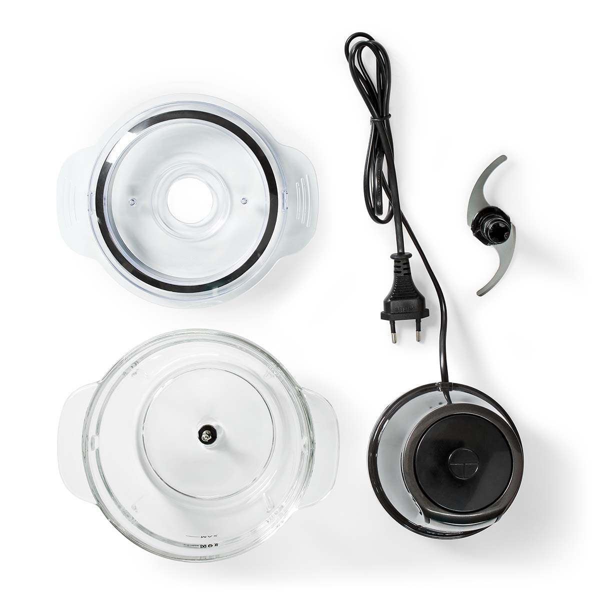 Picadora de alimentos - 500 W - 1 l - Vidrio - 1 Nivel de velocidad - Negro/Plata