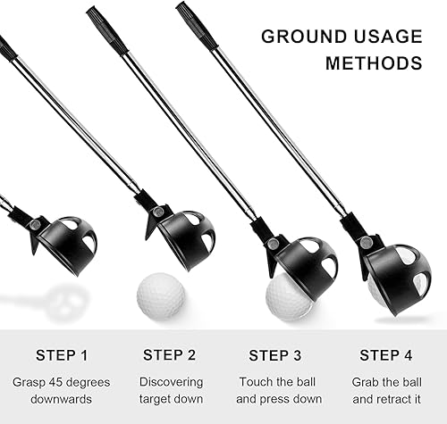 Miniatura 5 de Recuperador de pelotas de golf, herramienta de pelota de golf para agua telescópica, 6.5 pies de acero inoxidable extensible superior, accesorios