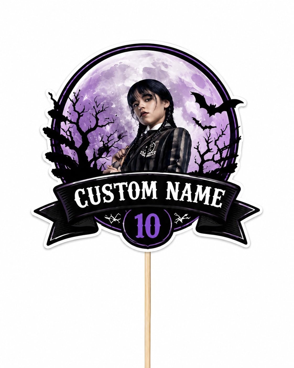 Wednesday Addams Custom Name & Age Cake Topper, 12cm