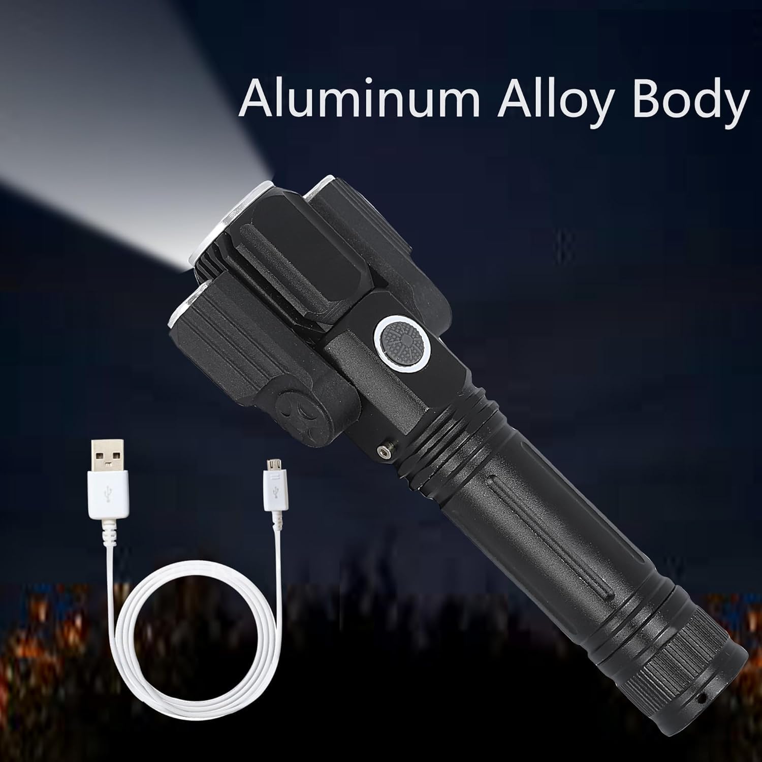ECOSKY Adjustable Head Torch Flashlight Rechargeable 3 Headed 3 in 1 Movable Torch (Black : Rechargeable) (Multicolor) 1