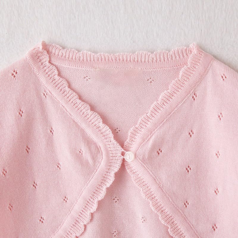 Girls Long Sleeve Bolero Cardigan Open Front Kids Button Closure Knitted Shrug Cropped Sweaters Tops4