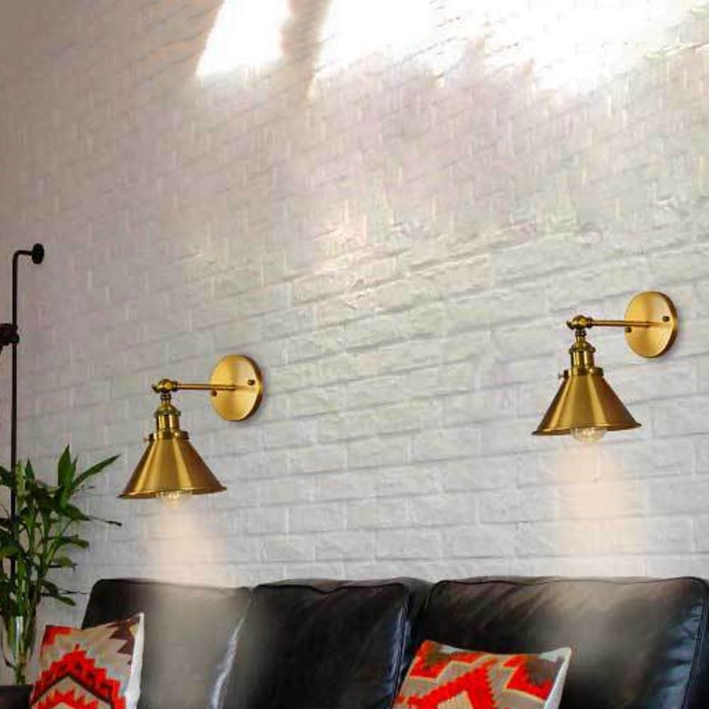 ICEMOB Wandleuchte Wandleuchte Nachttischlampe Retro Wandleuchte Gold Innenwandleuchte Arm Swing Wandleuchte Metall Lichtständer 360-Grad-Beleuchtung Prägnantes industrielles Wind-Leselicht