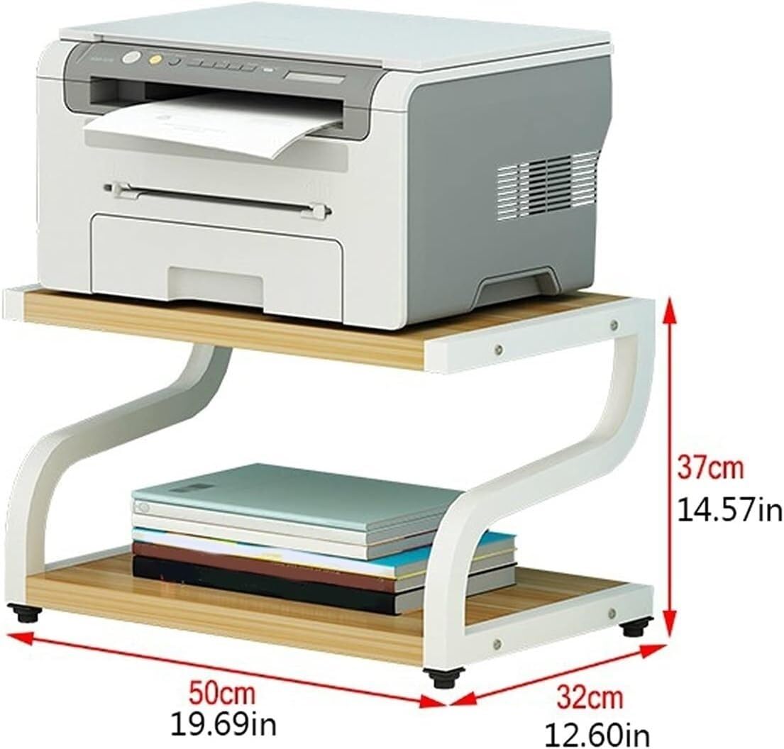 Mesa Impresora Soporte De Impresora Madera 2 Niveles Estante Marco Metal Exhibición Multifunción Escritorio Escáner Copiadora Mueble Organizador(B,50 * 32 * 37cm)