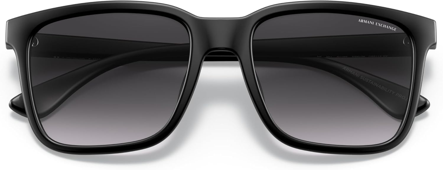 Armani Exchange A|X Mens AX4112SU Universal Fit Rectangular Sunglasses, Matte Black/Grey Gradient, 55 mm - Image 5