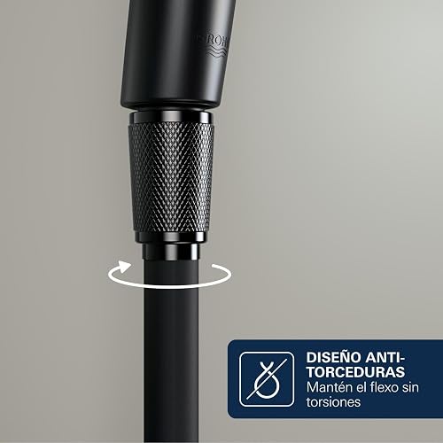 GROHE Vitalio Start 250 – Exposed Thermostatic Shower System with Aquadimmer Function (Round 25cm Head Shower 1 Spray, Round 11cm Hand Shower 2 Sprays, Hose 1.75m, Water Saving), Matt Black, 266772431 - 6