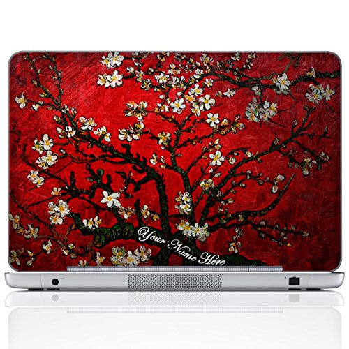 Meffort Inc Personalized Laptop Notebook Notebook Skin Sticker Cover Art Decal, Customize Your Name (15.6 Inch, Van Gogh Cherry Blossoming)