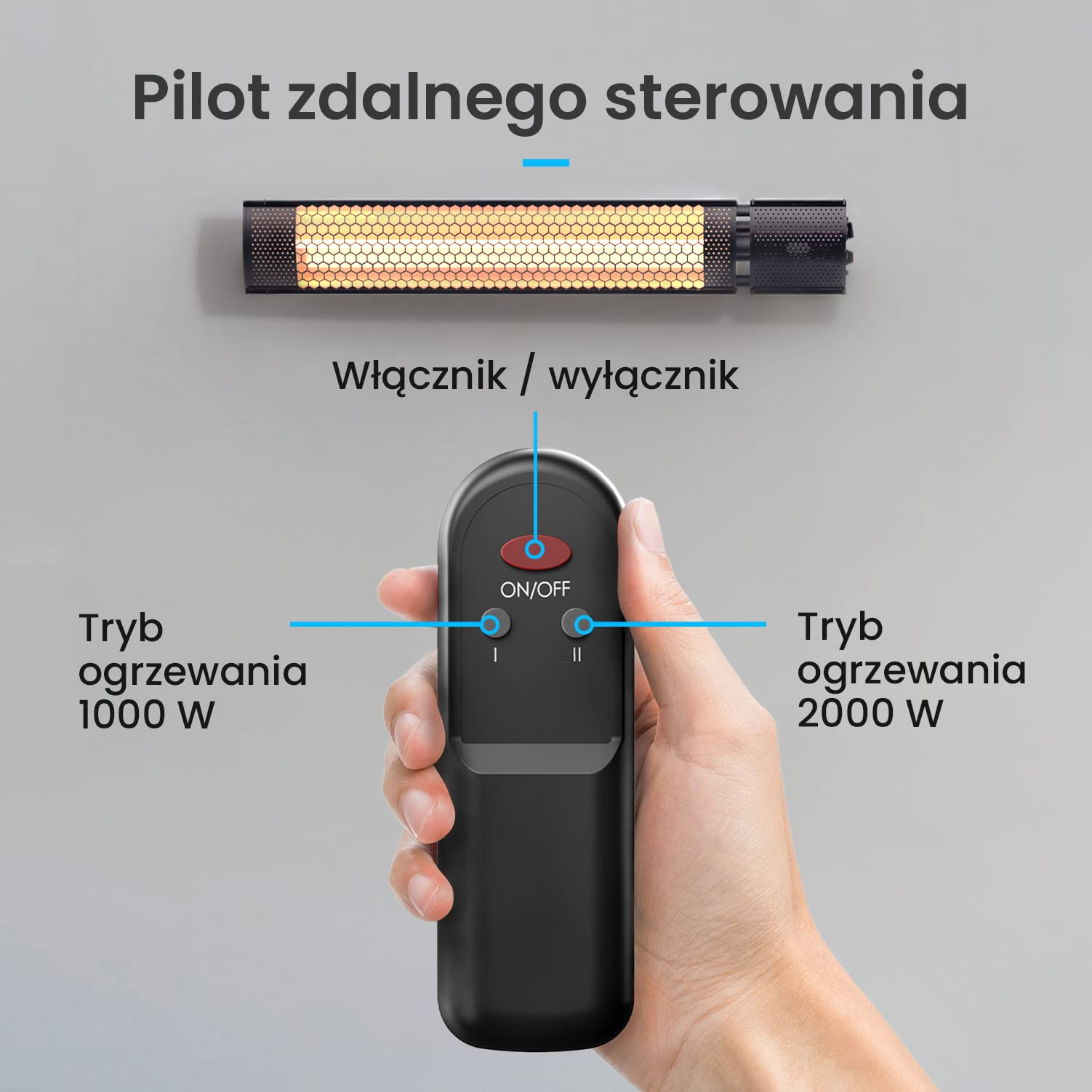 ProBreeze Grzejnik na Podczerwień Promiennik Ciepła, Pionowy z Pilotem Zdalnego Sterowania, Elektryczny na Taras Balkon Kemping, Naścienny Kolumnowy, Wodoodporny, 1000W 2000W