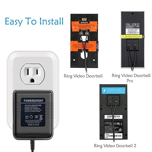 Miniatura 3 de Adaptador de timbre de puerta de 18 V 500 mA, cable de cargador de timbre de video compatible con Ring Video Doorbell Pro/2, timbre Zmodo,