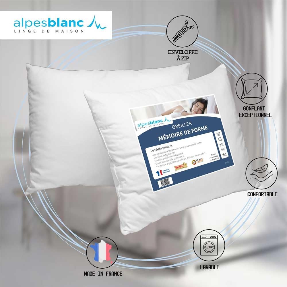 Bleu Câlin Cuscino alla Francese Piatto Memoria di Forma Bianco 140 x