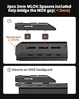 Vista 4 de TOUGHSOUL linterna táctica con mira láser verde, combo de 1450 lúmenes, linterna recargable para rifle montada en riel Picatinny MLOK (láser verde)