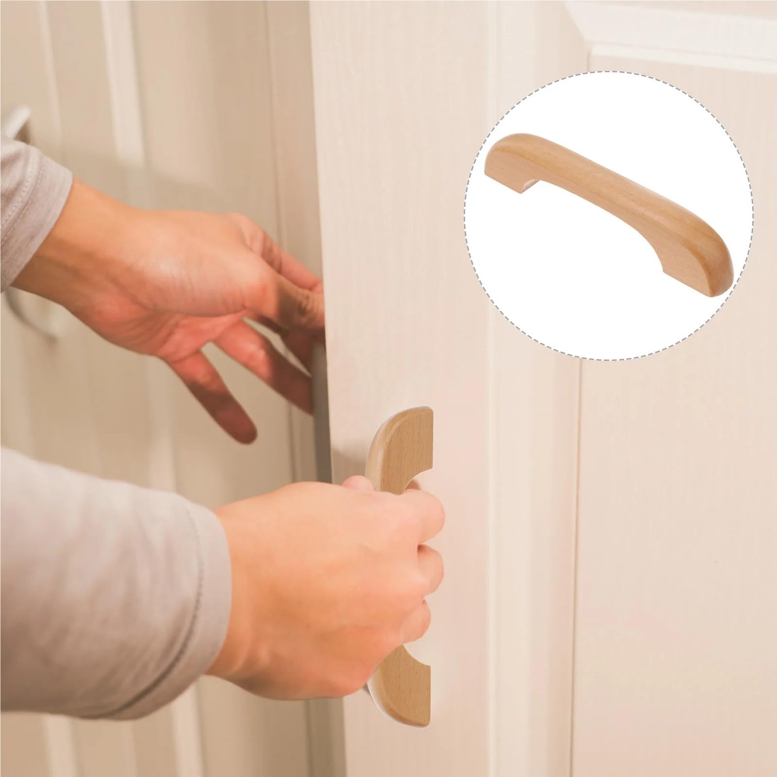 4Pcs Hardwood Cabinet Knobs Sturdy Wood Drawer Handles Smooth Touch Easy Install For Kitchen Wardrobe Closet Furniture Pour Placards