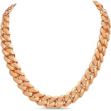 TEX 14k Solid Rose Gold Handmade 16mm Miami Cuban Link Necklace, 24"