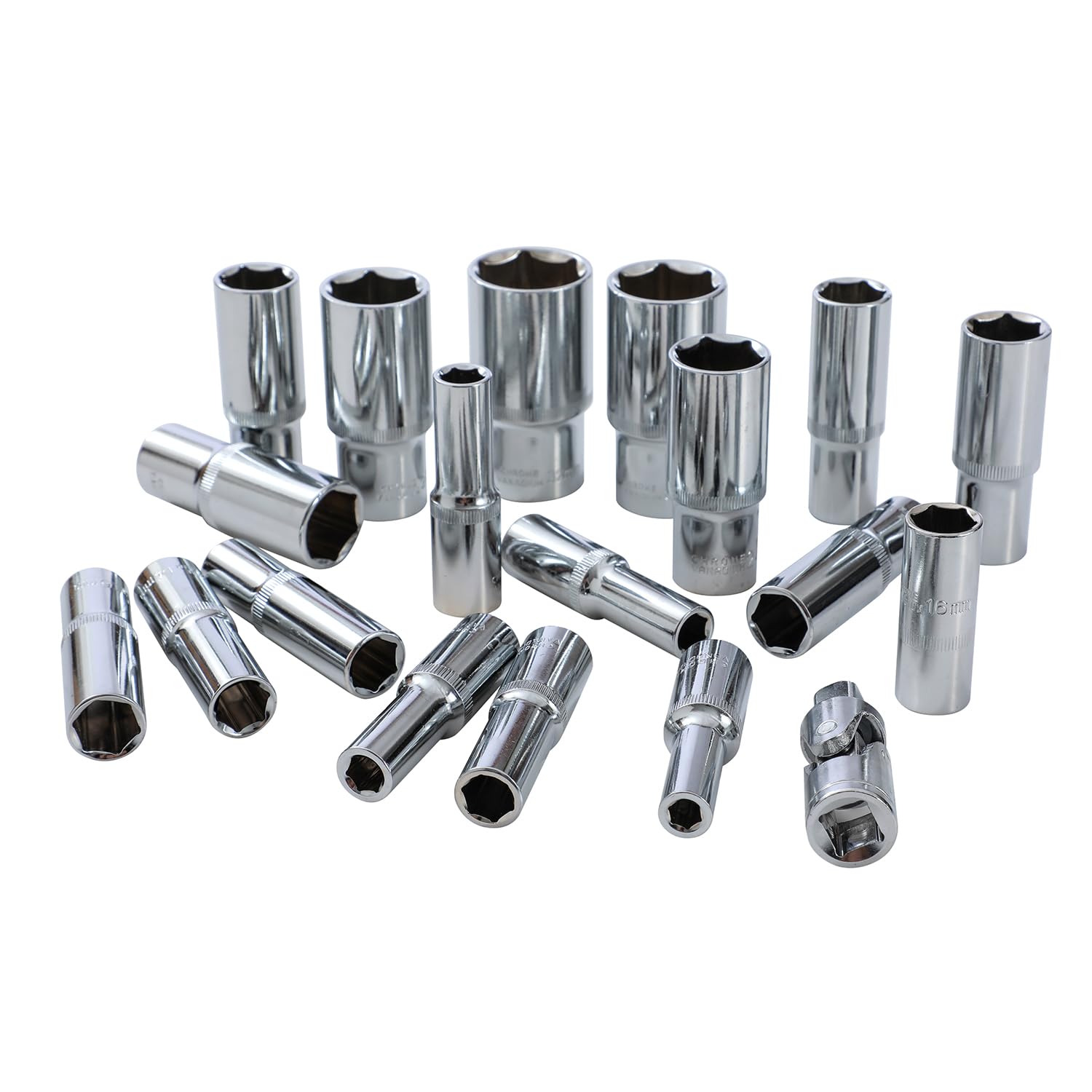 KATSU Tools Juego de Vasos Profundos de 1/2" 24 Piezas - CR-V, Métrico 8-32mm, Llave de Carraca de 24 Dientes, Herramienta de Mecánica para Bricolaje y Reparación de Coches