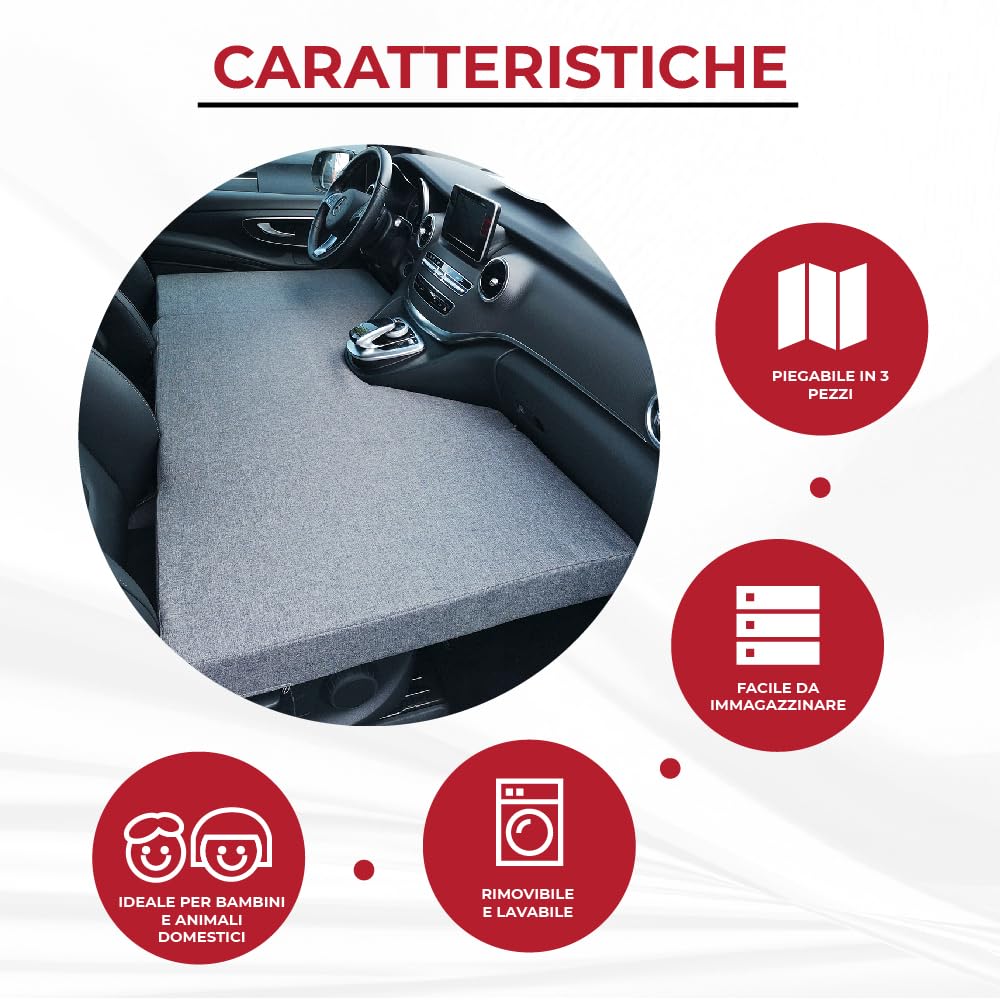 kfoam.es Materasso pieghevole per letto anteriore per Mercedes Classe V, colore grigio (+2014)