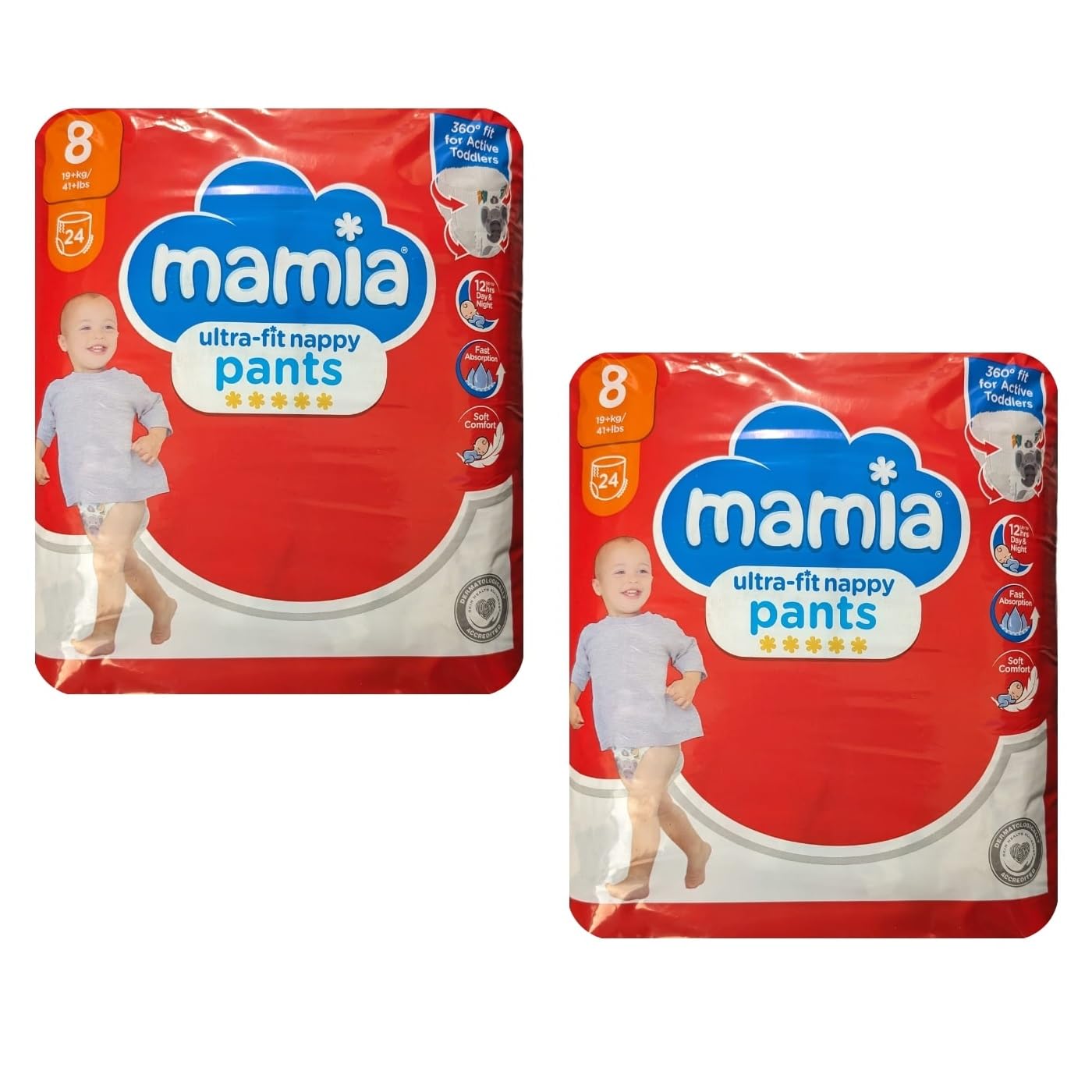 2X Mamia Size 8 Nappy Pants 24 Pack