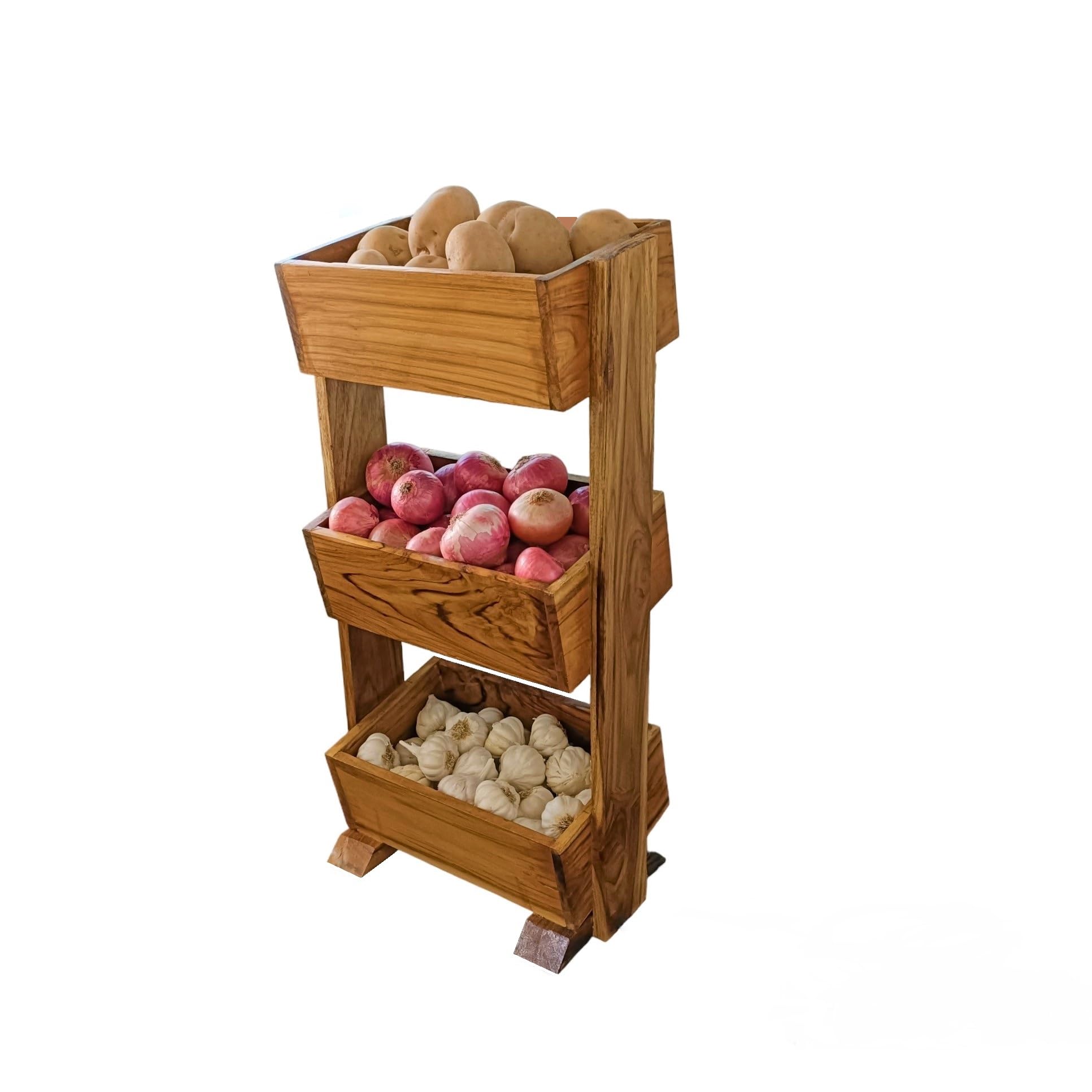Three Tier Wooden Multipurpose Fruits/Vegetable/Onoin/Potato/Sabji Storage Stand/Trolley/Basket/Rack/Shelf for Kitchen |KR002|-picture-16