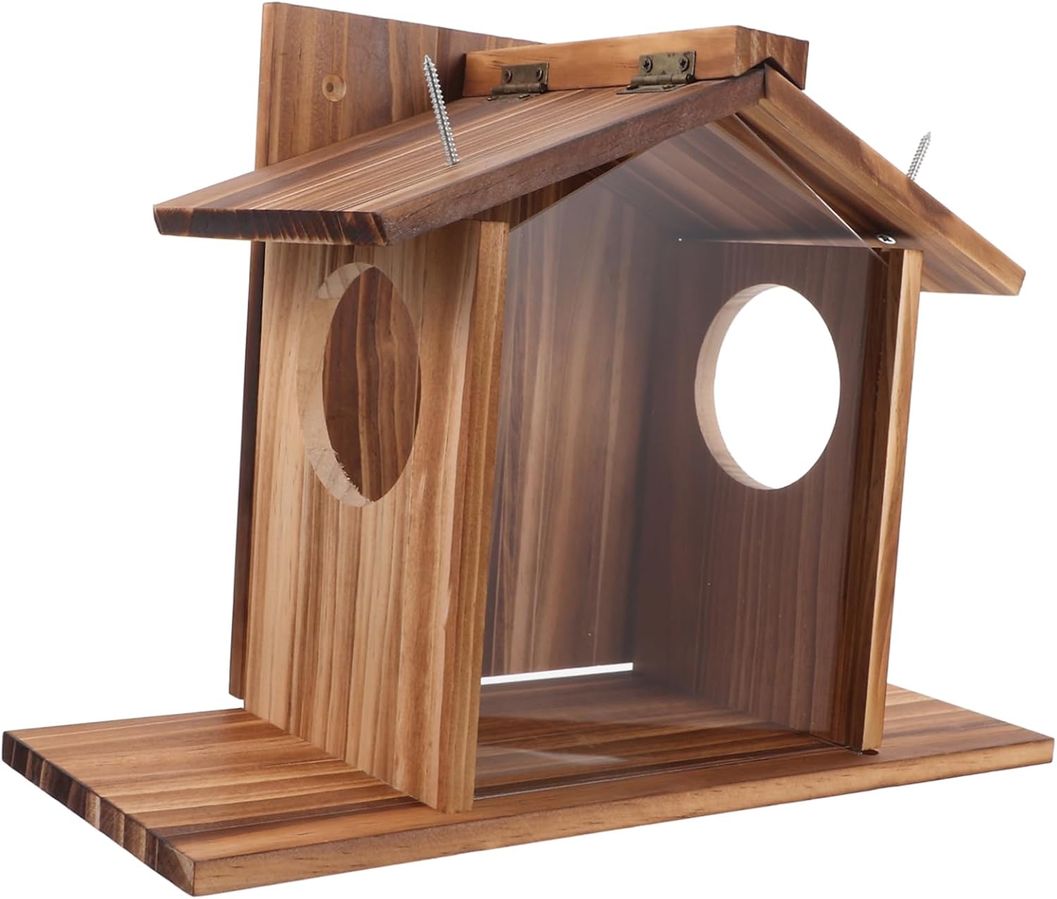 Mipcase Wooden Squirrel Feeder Box Durable Outdoor Hamster Feeding Station for Backyard Simple Design Easy to Clean Attracts Squirrels Wildlife for Garden Use