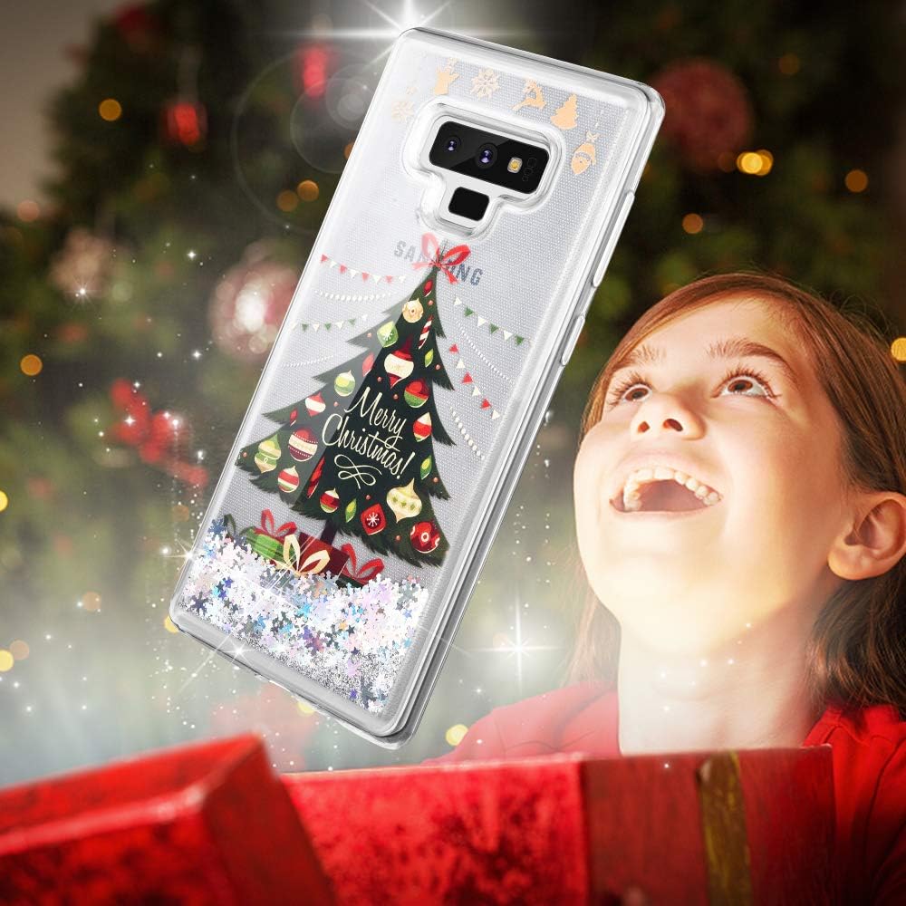 Caka Galaxy Note 9 Case, Galaxy Note 9 Glitter Case Liquid Series Sparkle Fashion Bling Luxury Flowing Liquid Floating Glitter Soft TPU Clear Christmas Case for Samsung Galaxy Note 9 (Tree)