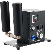 Dual-Head CO2 Fog Machine, 150W CO2 Machine DJ CO2 Jet Cannon with DMX Cord and Hose, Mini Blaster Cold Smoke Column Machine for Holidays, Birthday Party Supplies