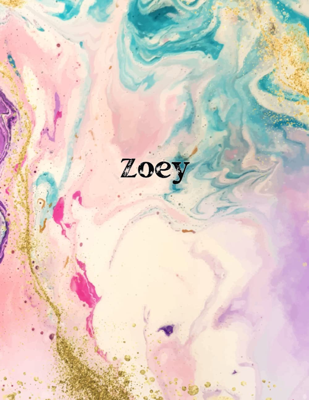 Zoey: Cover Style Water Color - Personalized Name Notebook | Wide Ruled Paper Notebook Journal | For Teens Kids Students Girls| For Home School College | 8.5 x 11 inch 160 pages