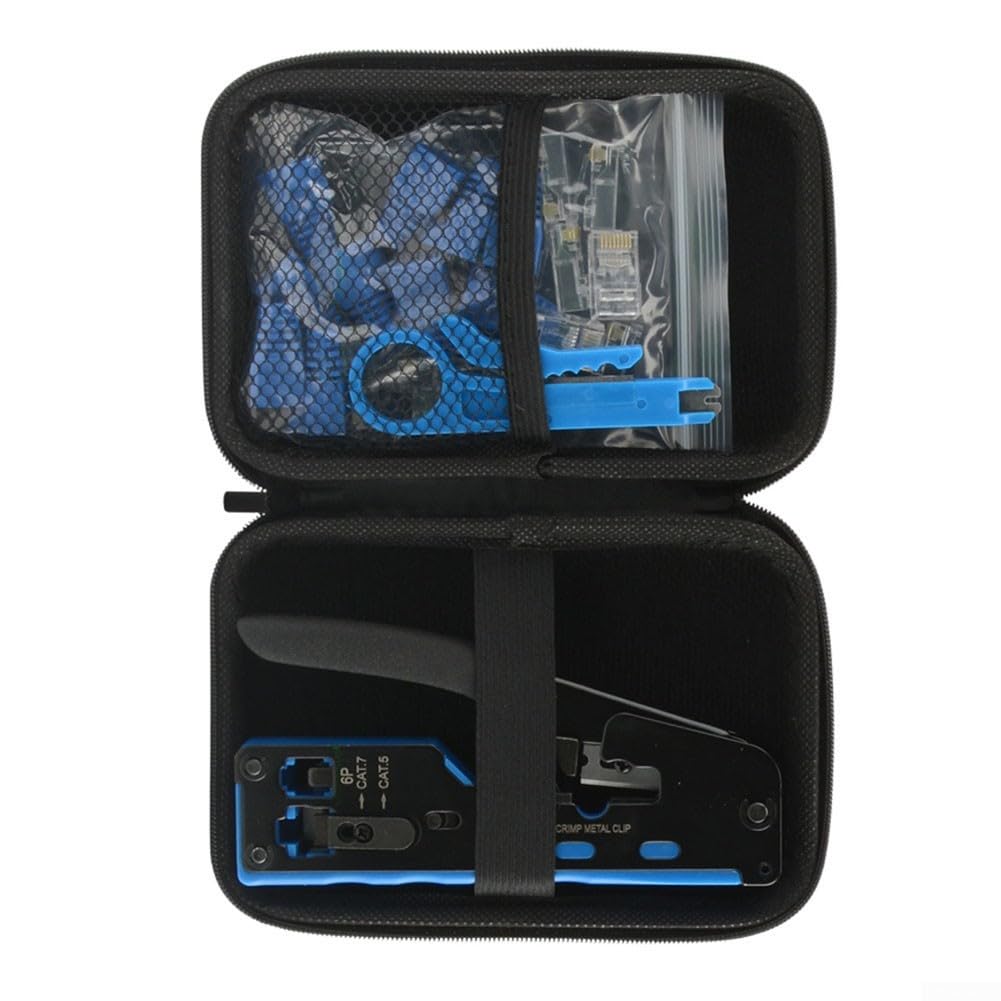 Crimpatrice RJ45 costruita per cavi di rete classe 5, classe 6, classe 7, con guida a coda di rondine e resistenza in acciaio al carbonio per uso quotidiano (blu)