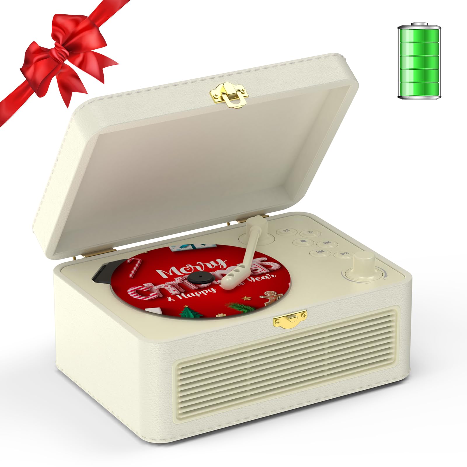 Lecteur CD Portable Bluetooth: Kegaudio Lecteurs CD Enfant avec Haut-Parleur, Radio, Télécommande Compatible USB/AUX Prise Casque (Blanc)