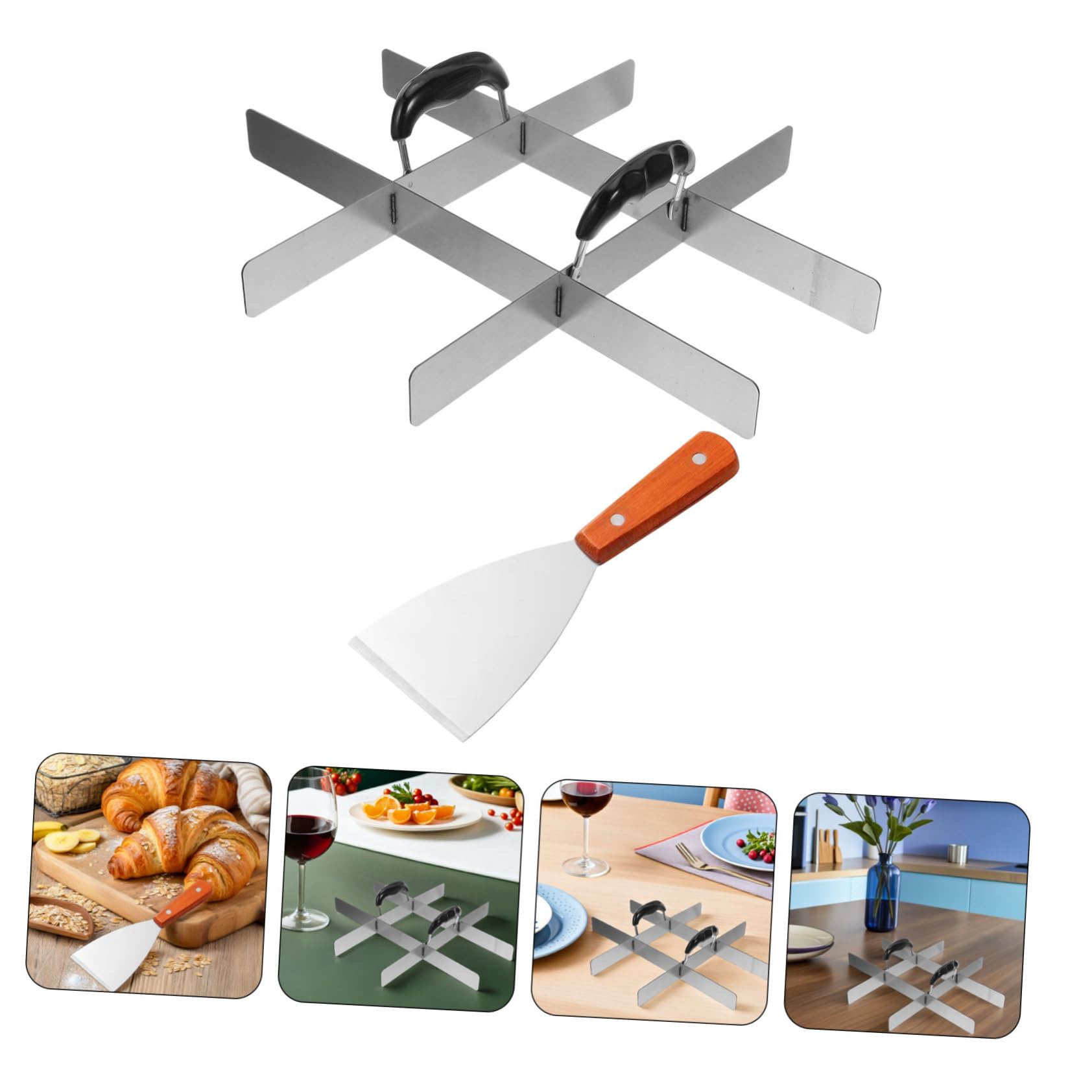 Cabilock Cortadores de Pastel de Acero Inoxidable con Mango Divisor de Porciones Igual para Tartas Tiramisú Pizza y Brownies Accesorio de Repostería Multifuncional para Hogar y Profesional