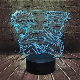 Yuji Itadori Children Night Light Satoru Gojo 3D LED Lamp Anime USB Table Desk Lamp Bedroom Sleep Mood Decor Remote Control 16 Color 4 Flash Mode Kids Toy Boy Girl Fans Birthday Gift Prize