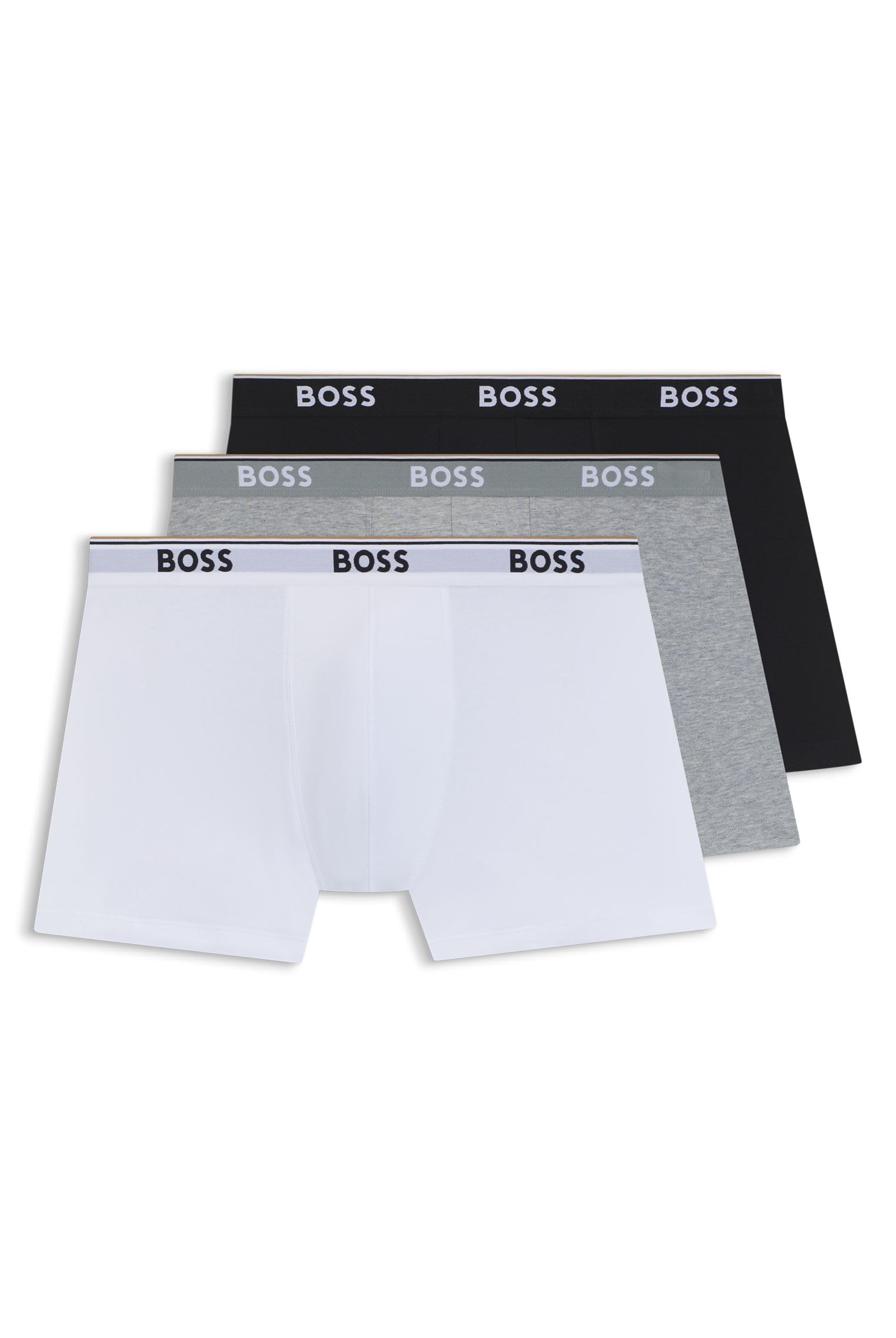 BOSS Mens BoxerBr 3P Power Three-Pack of Stretch-Cotton Boxer Briefs with Logos