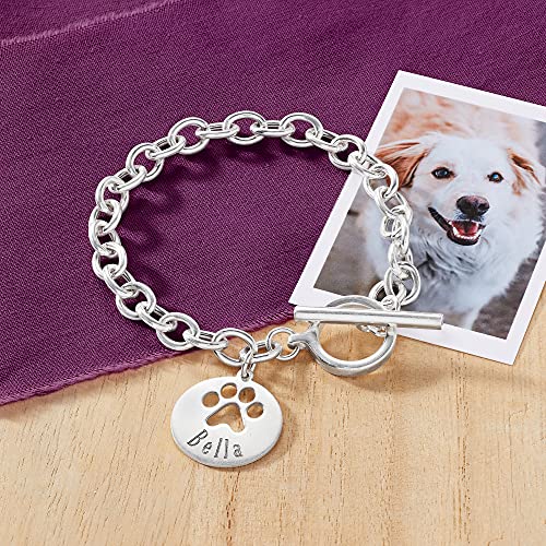 Ross-Simons Name - Sterling Silver Personalized Paw Print Cut-Out Charm Bracelet. 8 Inches #TOP2