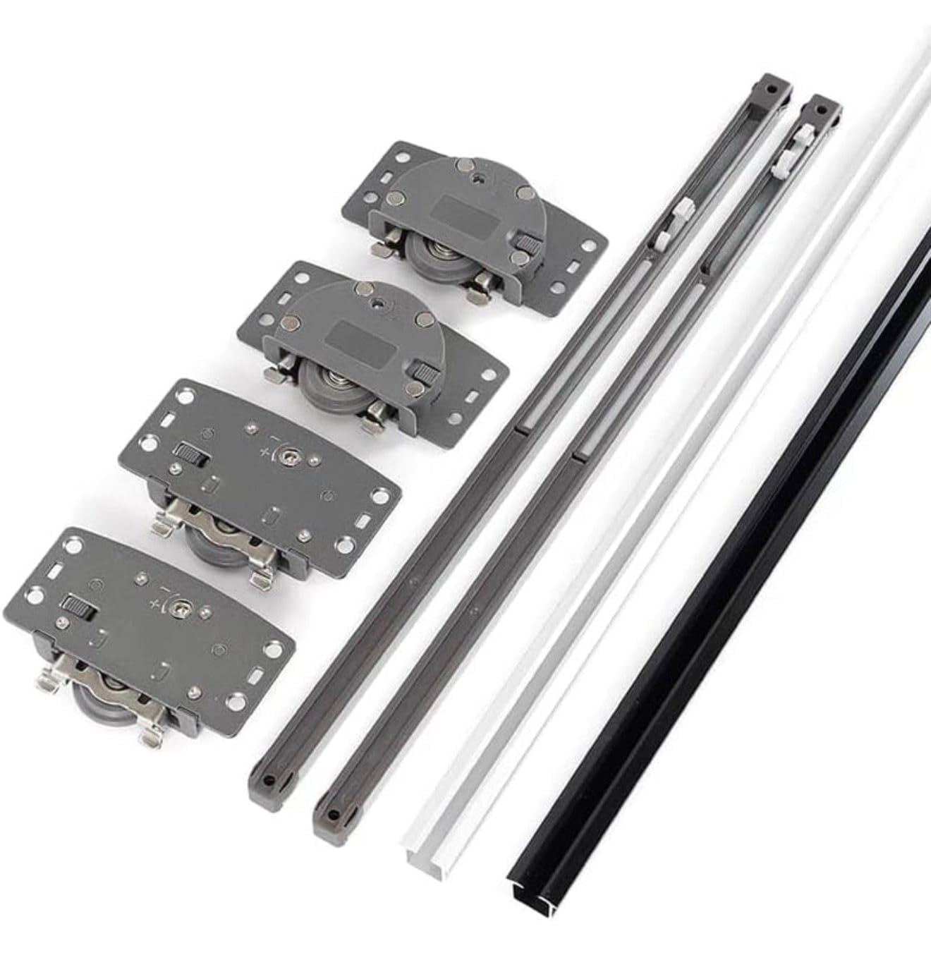 Soft Close Sliding Door Hardware Kit, Double Sky Track Gear System with Damper, Wooden Door Roller (AV-444)-image-29