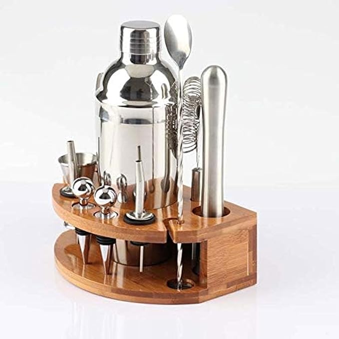 Set de Coctelera de Acero Inoxidable de 13 Piezas con Soporte de Bambú miniatura 4